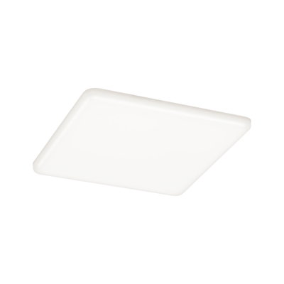 White square LED ceiling panel with plastic frame for modern room lighting solution