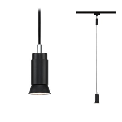 Sort metal LED-pendellampe med slankt design og dæmpbar funktion til moderne indendørsbelysning