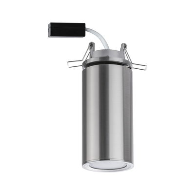 Stainless steel recessed spotlight with round design and white diffuser for modern LED ceiling lighting