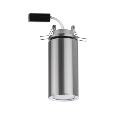 Stainless steel recessed spotlight with round design and white diffuser for modern LED ceiling lighting