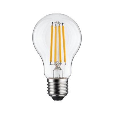 Klassisk LED-pære med klart glas og gule filamenter til energieffektiv belysning