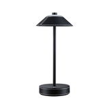 Black table lamp with leather cover and white stitching, modern LED desk lighting design
