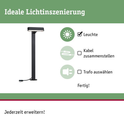 Schwarze LED-Außenleuchte mit einfachem Anschluss für Gartenbeleuchtung und Lichtinszenierung
