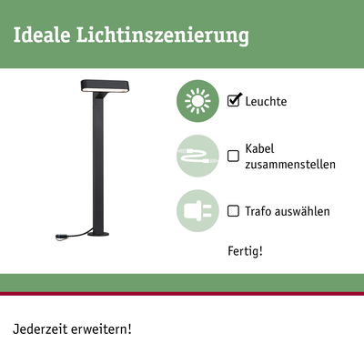 Schwarze LED-Außenleuchte mit einfachem Anschluss für Gartenbeleuchtung und Lichtinszenierung