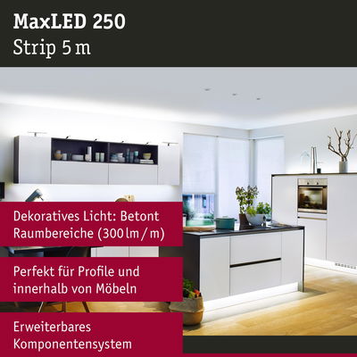 MaxLED 250 LED-Lichtstreifen 5 m in Weiß, dekorative Beleuchtung für Möbel und Raumakzente