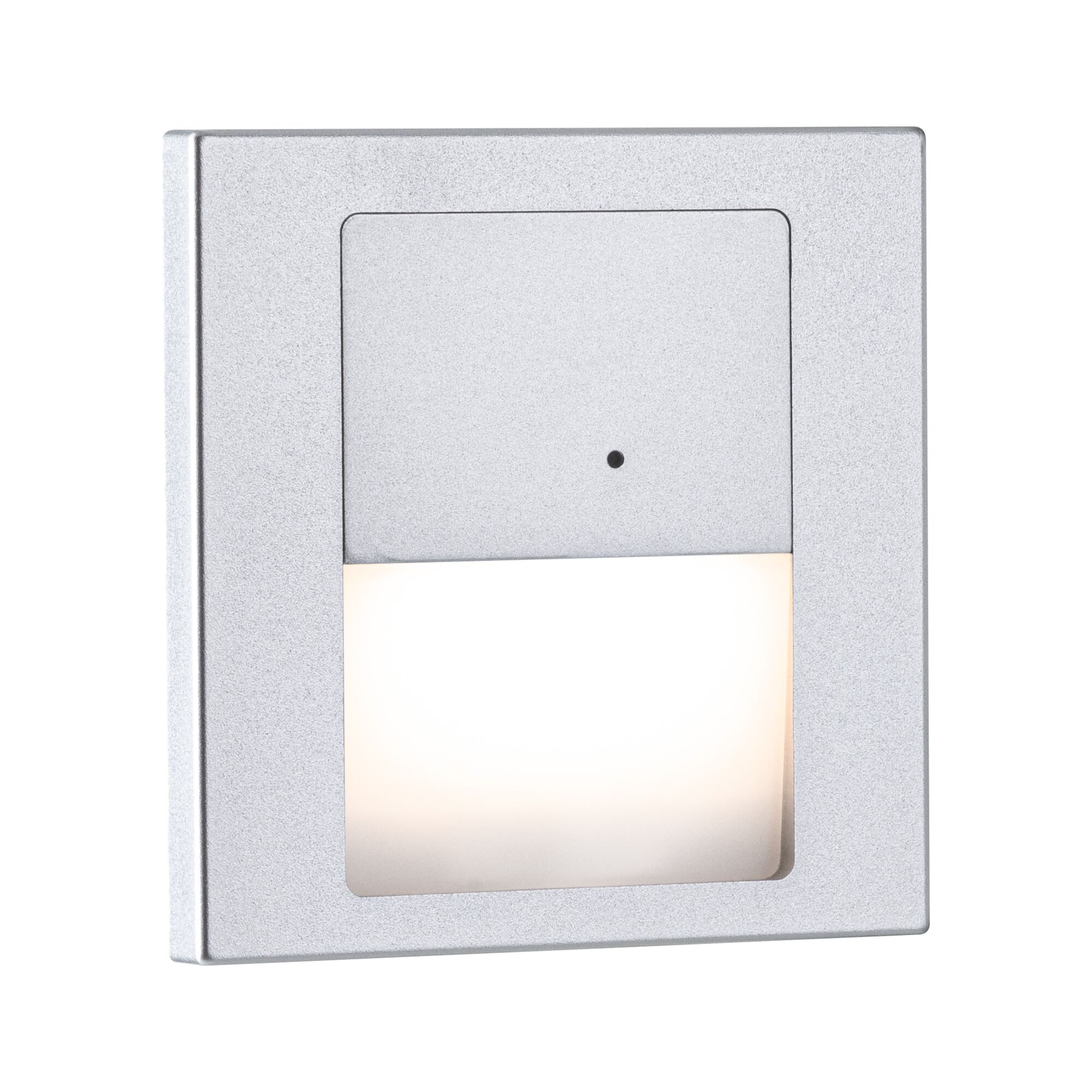 LED Recessed wall luminaire Tsaro angular 80x80mm 1W 80lm 230V 2700K Chrome matt Square LED recessed wall light in silver aluminum with warm white light for indoor use