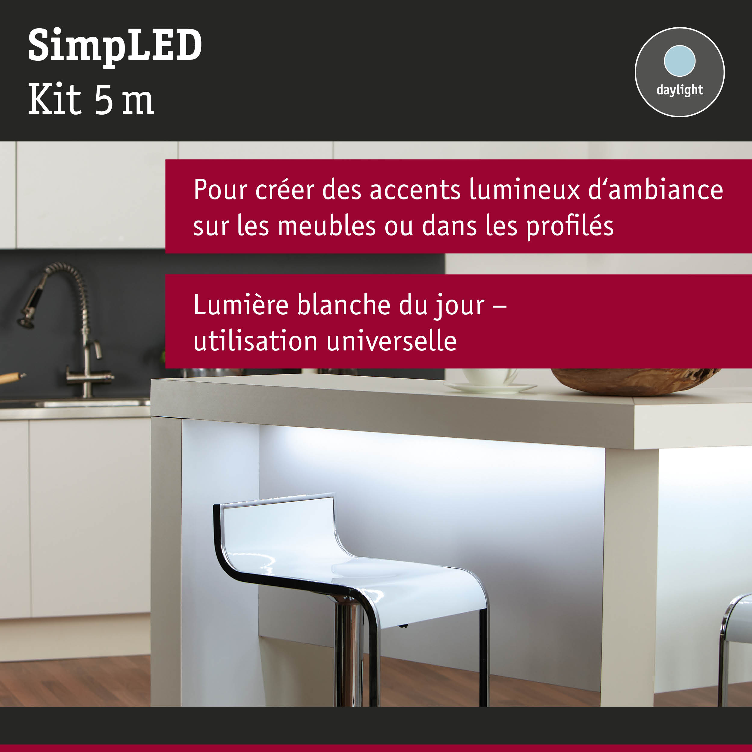 Tabouret de bar blanc moderne avec éclairage LED d'accent pour une ambiance intérieure élégante