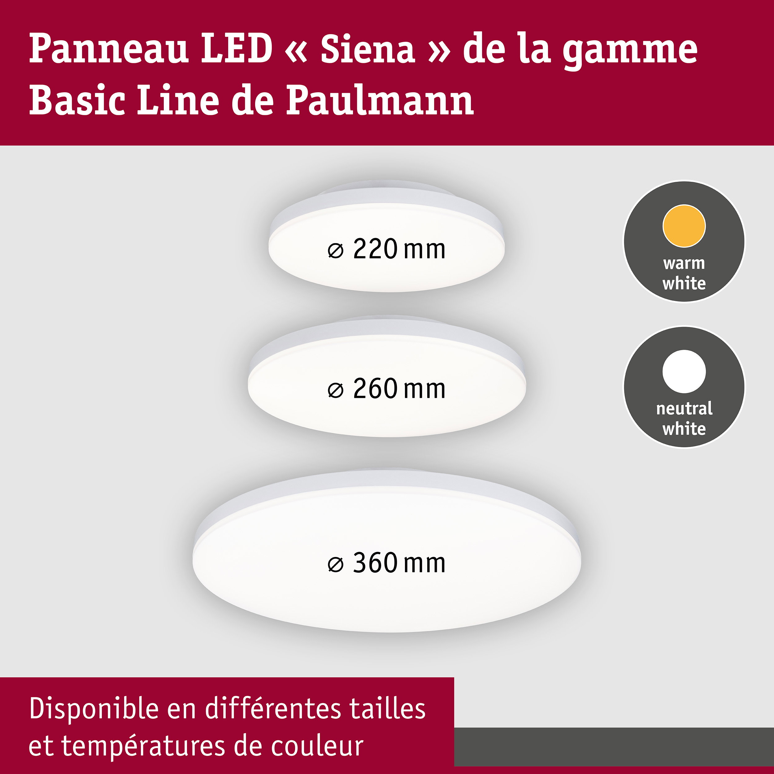 Plafonnier LED Siena 4000K 260mm 1600lm 230V 18,8W