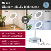 Masua LED-Tischleuchte mit WhiteSwitch-Technologie in Chrom mit einstellbarer Farbtemperatur 2700K bis 6500K