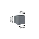 Grey square aluminium wall light 100x100x93 mm with minimalist design for indoor lighting