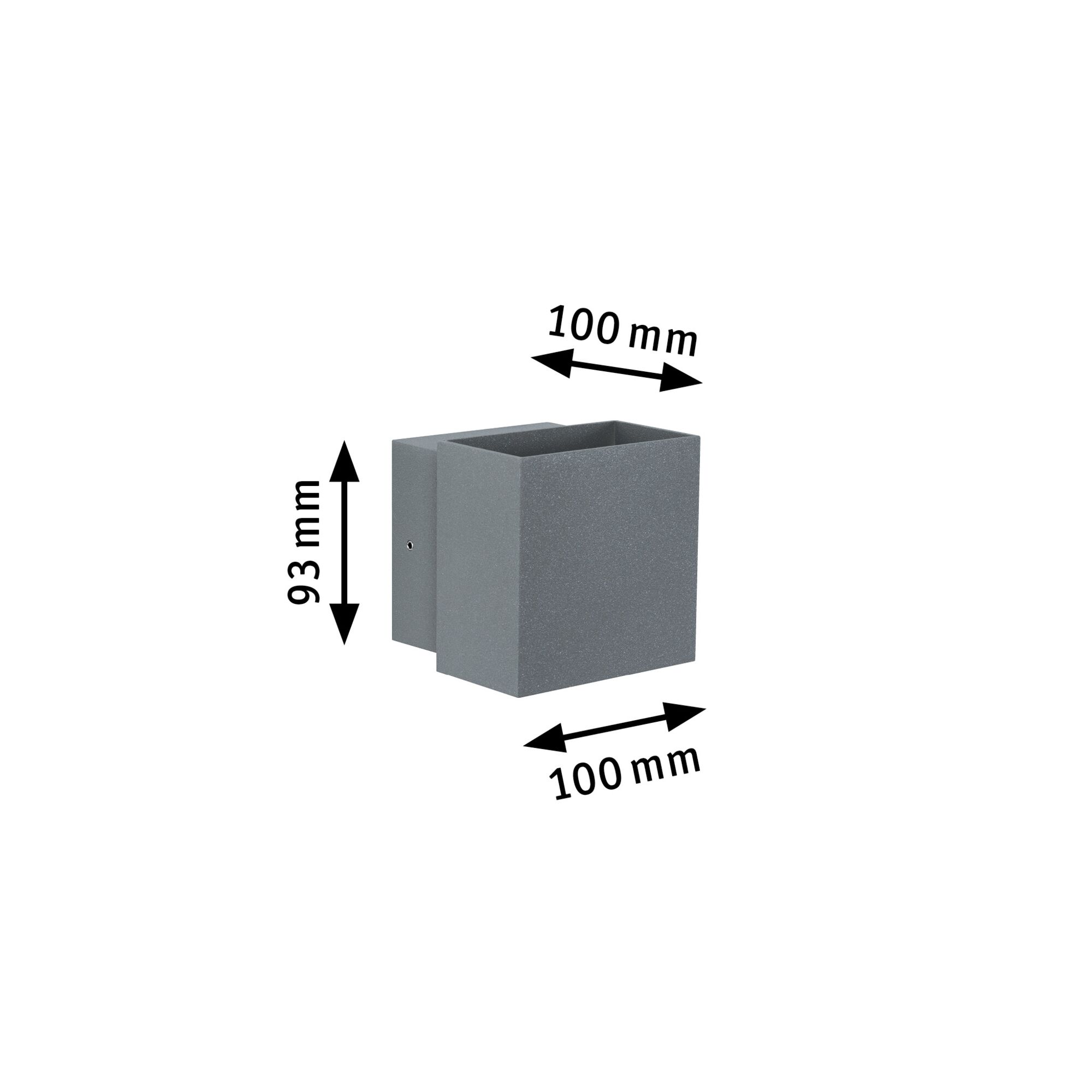 Corps de lampe murale carré gris en métal de 100x100x93 mm pour éclairage LED