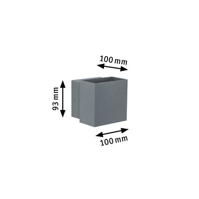 Corps de lampe murale carré gris en métal de 100x100x93 mm pour éclairage LED
