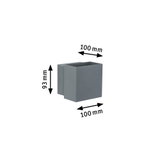 Grauer quadratischer Wandlampen-Korpus aus Metall mit Maßen 100x100x93 mm für LED-Beleuchtung