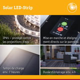 Bande LED solaire IP65 résistante à l'eau avec panneau de contrôle et panneau solaire pour éclairage extérieur