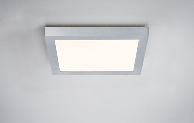 Square ceiling light in silver aluminum with warm white LED for modern home lighting