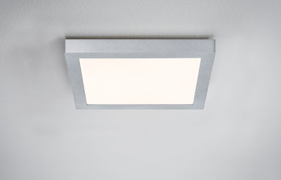 Quadratische Deckenleuchte aus silbernem Aluminium mit warmweißem LED-Licht für Wohnräume
