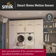 Capteur de mouvement Smart Home avec protection IP54 pour pièces humides et extérieur dans buanderie moderne