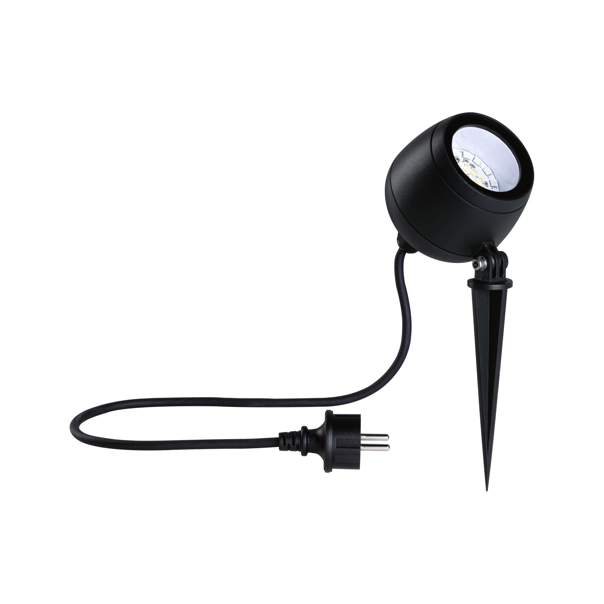 Zwarte LED-tuinschijnwerper met grondpen en kabel voor buitenverlichting en tuindecoratie