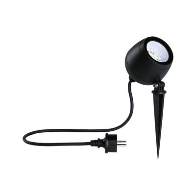 Zwarte LED-tuinschijnwerper met grondpen en kabel voor buitenverlichting en tuindecoratie