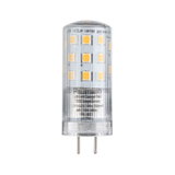 Transparent LED bulb with yellow diodes and two metal pins for 12V lighting use