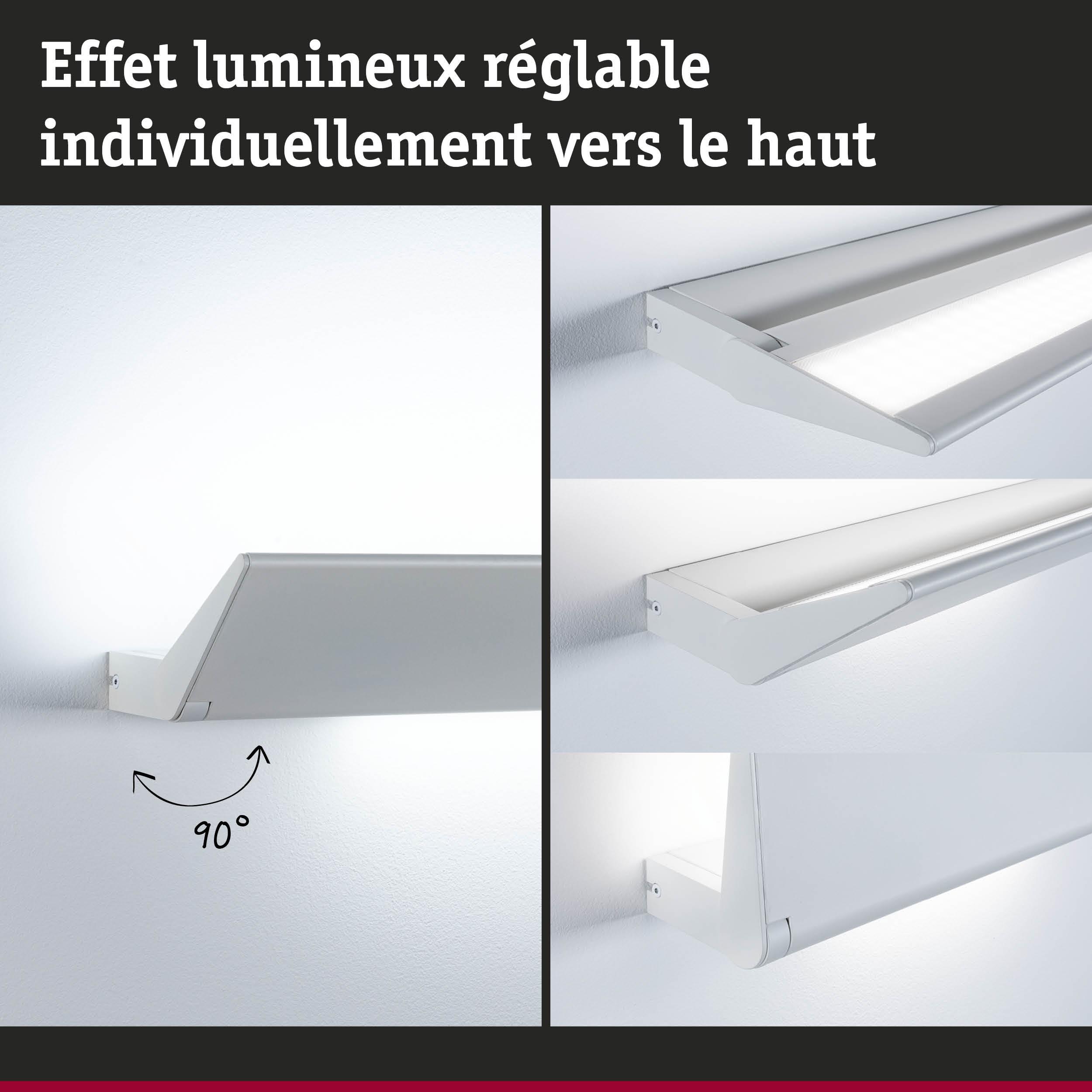 Applique murale LED blanche en métal avec effet lumineux réglable individuellement jusqu'à 90 degrés