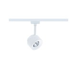 Modern white metal LED spotlight for track systems, energy-efficient indoor lighting solution