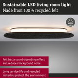 Sustainable LED ceiling light made from 100% recycled dark grey felt with sound-absorbing properties