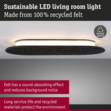 Sustainable LED ceiling light made from 100% recycled dark grey felt with sound-absorbing properties