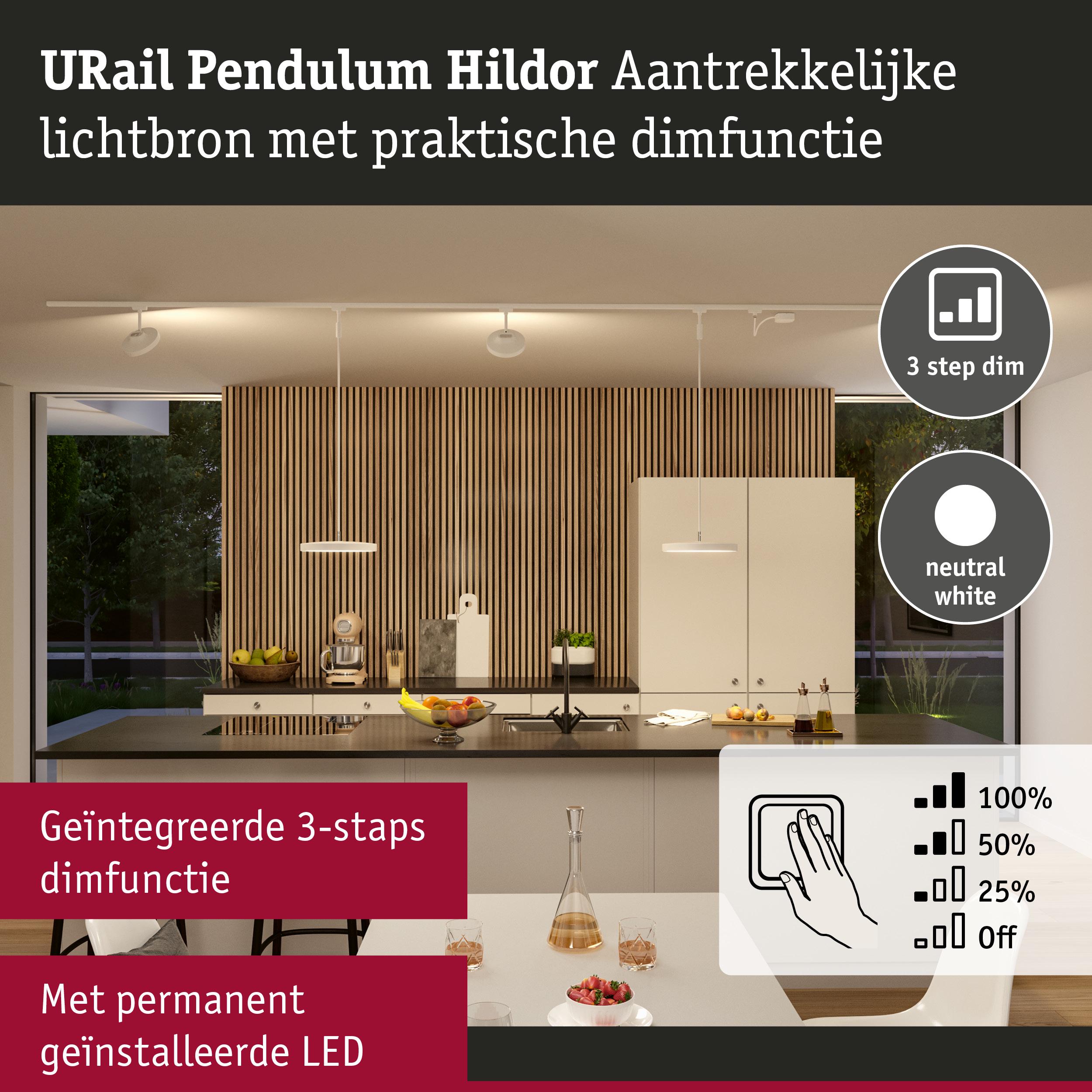 Moderne witte pendel met 3-staps dimfunctie en neutraal wit LED-licht voor keukenverlichting
