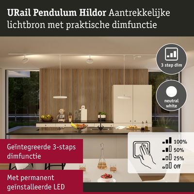 Moderne witte pendel met 3-staps dimfunctie en neutraal wit LED-licht voor keukenverlichting