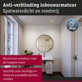 Spatwaterdichte en roestvrije aluminium inbouwspot met anti-verblindingsfunctie voor vochtige ruimtes