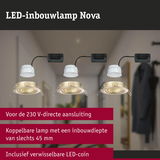 LED-inbouwlamp Nova in goud met wit LED-coin, 230V directe aansluiting, 45 mm inbouwdiepte
