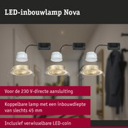 LED-inbouwlamp Nova wit met gouden rand, 230V directe aansluiting, inclusief verwisselbare LED-coin