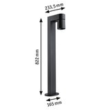 Black aluminum outdoor light measuring 822x233.5x165 mm for garden and exterior lighting.