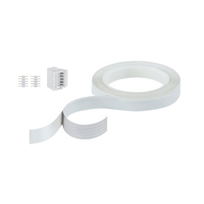 Weißes LED-Klebeband mit Steckverbindern aus Kunststoff für flexible Lichtinstallationen