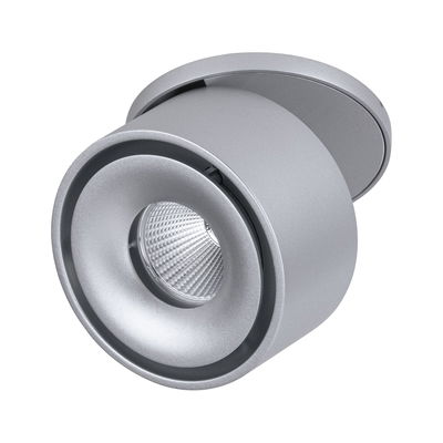 Round silver aluminum ceiling spotlight with LED light for modern indoor lighting
