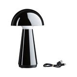 Schwarze LED-Tischlampe aus Kunststoff mit Pilzform und USB-Ladekabel für moderne Beleuchtung