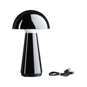 Schwarze LED-Tischlampe aus Kunststoff mit Pilzform und USB-Ladekabel für moderne Beleuchtung
