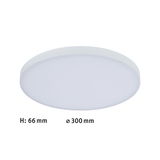 Plafonnier LED rond blanc en plastique de 300 mm de diamètre et 66 mm de hauteur