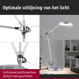Moderne zilveren LED-bureaulamp met twee gewrichten voor flexibele lichtuitlijning en kantoorverlichting