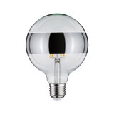 Clear glass bulb with silver mirror band and E27 base for decorative LED lighting and modern interior design