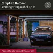 SimLED Outdoor Verlängerungskabel 2,5 m für wetterfeste LED-Beleuchtung im Carport mit Holzstruktur