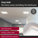 Ultra-flat white LED ceiling light with IP44 splash-proof rating for bathroom and living spaces
