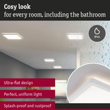 Ultra-flat white LED ceiling light with IP44 splash-proof rating for bathroom and living spaces