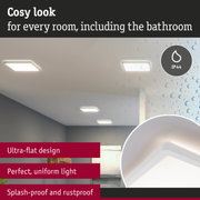 Ultra-flat white LED ceiling light with IP44 splash-proof rating for bathroom and living spaces