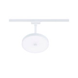 Round white LED ceiling light made of plastic for track system with modern design