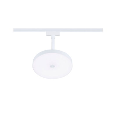 Round white LED ceiling light made of plastic for track system with modern design