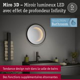 Miro 3D miroir lumineux LED avec effet de profondeur Infinity et cadre noir pour salle de bains