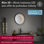 Miro 3D miroir lumineux LED rond avec effet de profondeur Infinity et cadre noir