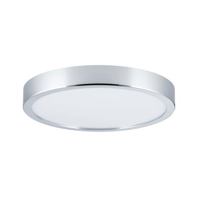 Runde LED-Deckenleuchte mit Chromrahmen und weißem Diffusor für moderne Innenbeleuchtung